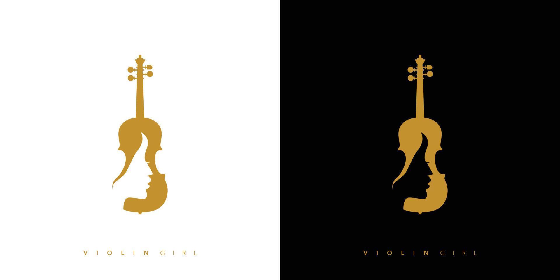 création de logo de fille de violon de luxe et unique vecteur