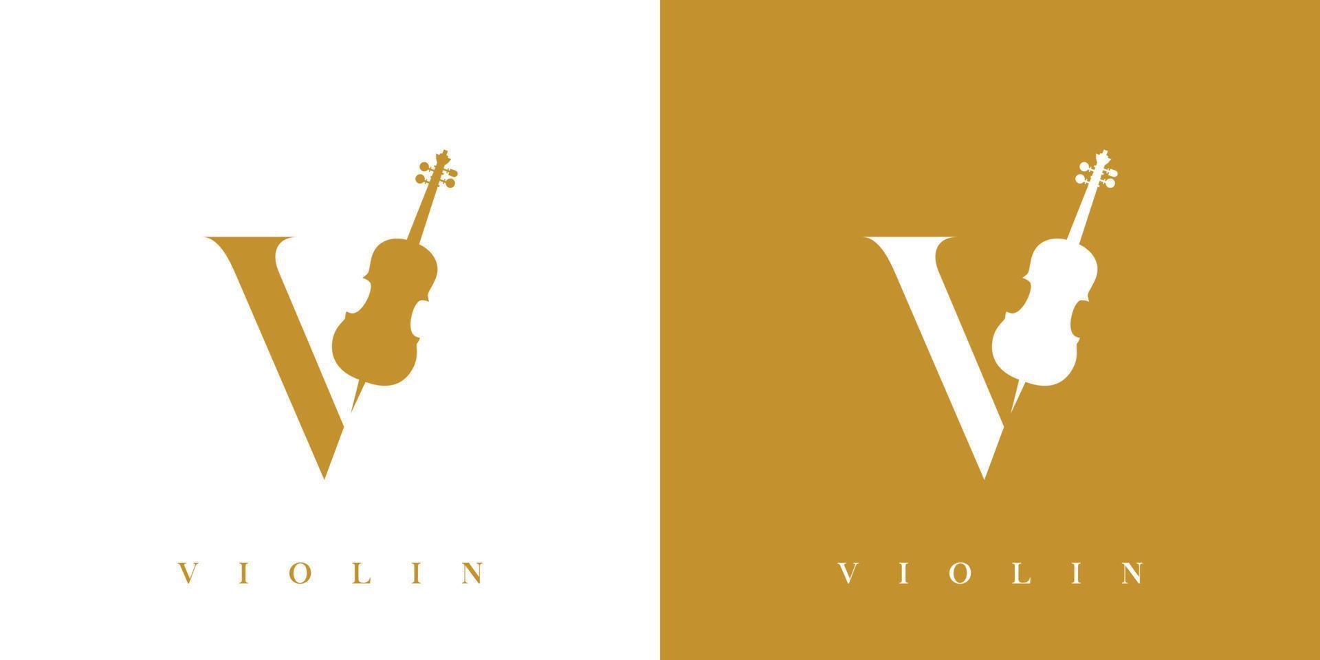 création de logo de violon initial lettre v moderne et unique vecteur