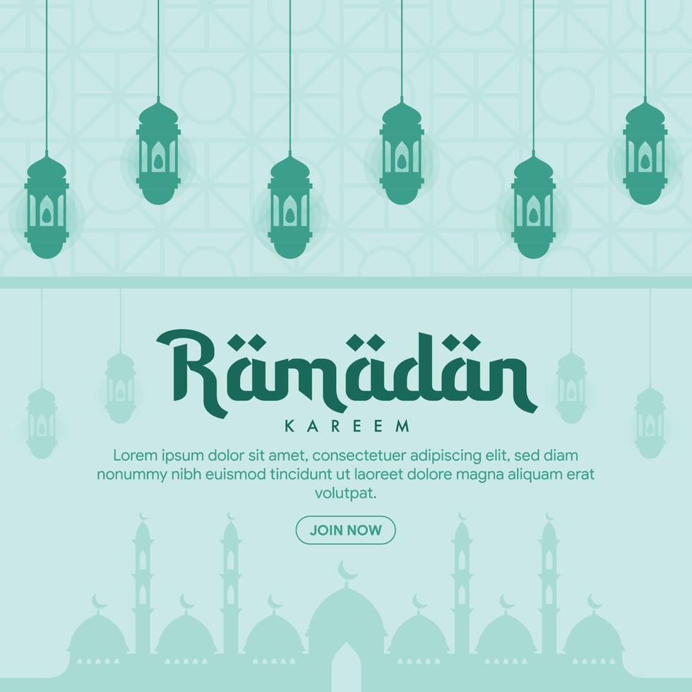 illustration de bannière ramadan au design plat vecteur