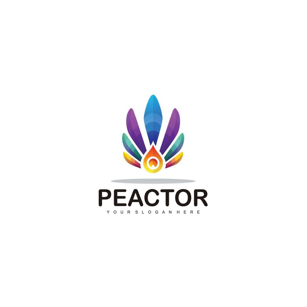 modèle de logo de queue de paon icône de couleur dégradée vecteur