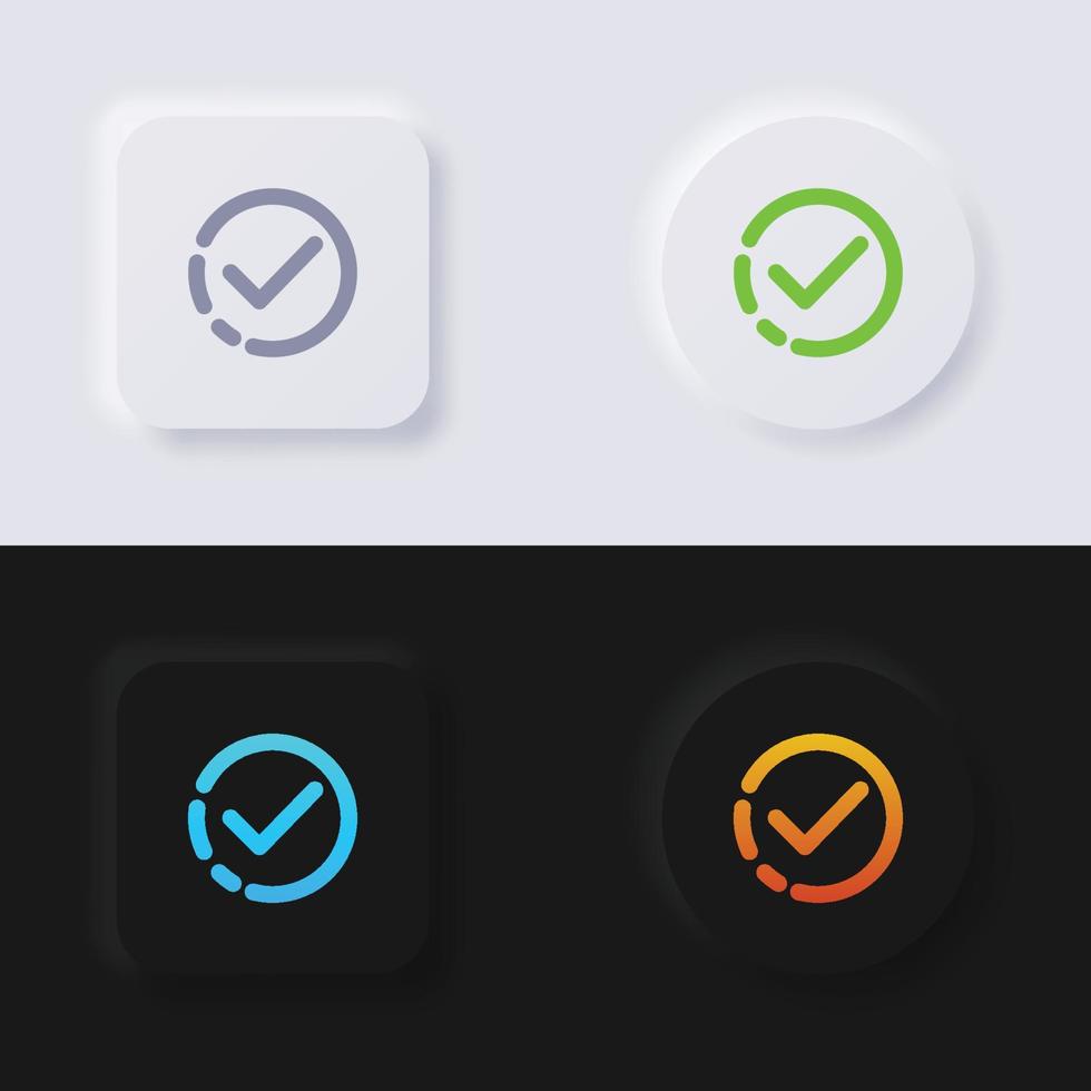 ensemble d'icônes de coche, conception d'interface utilisateur souple de bouton de neumorphisme multicolore pour la conception Web, interface utilisateur d'application et plus encore, bouton, vecteur. vecteur