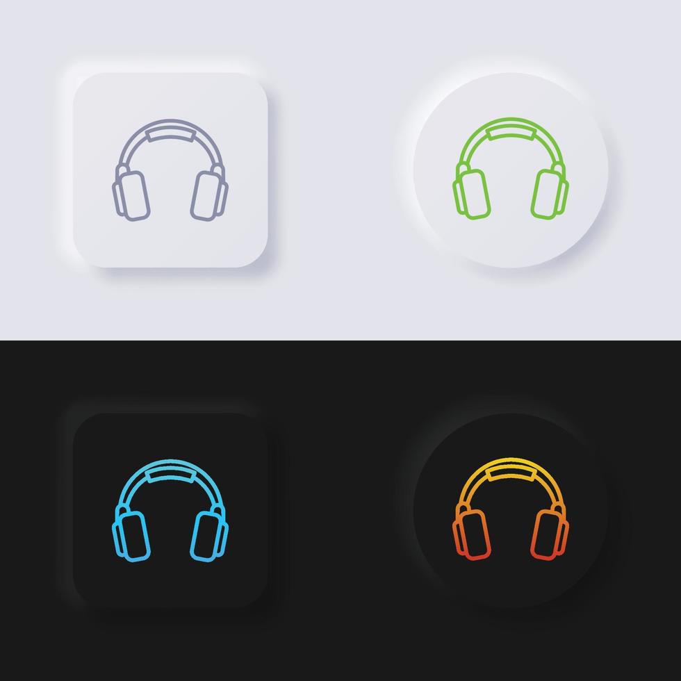 jeu d'icônes de casque, conception d'interface utilisateur souple de bouton de neumorphisme multicolore pour la conception Web, interface utilisateur d'application et plus encore, bouton, vecteur. vecteur