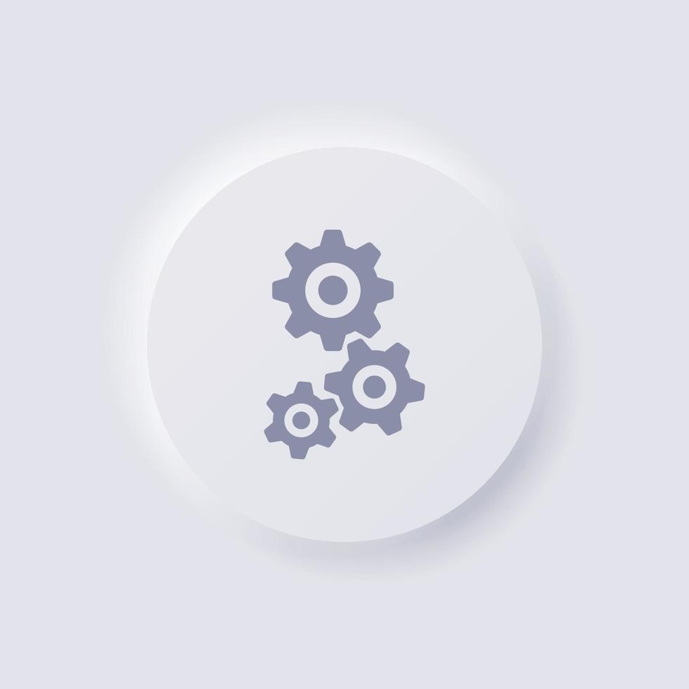 icône de rouage, conception d'interface utilisateur souple de neumorphisme blanc pour la conception Web, interface utilisateur d'application et plus encore, bouton, vecteur. vecteur