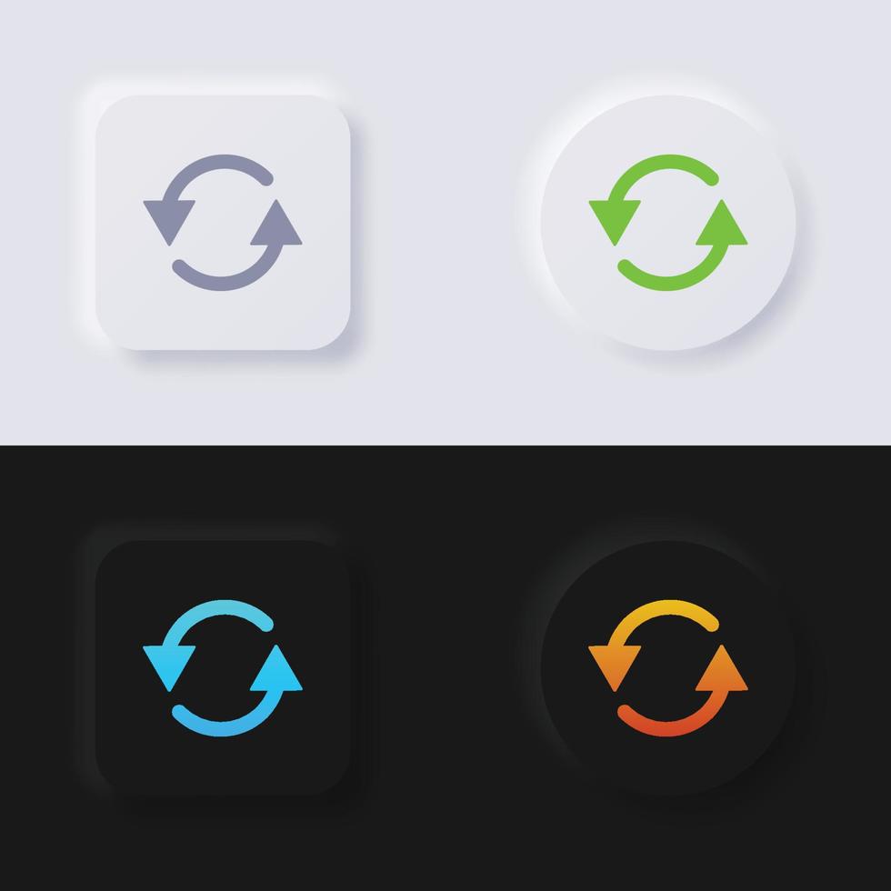 jeu d'icônes de bouton de flèche de rotation, conception d'interface utilisateur souple de bouton de neumorphisme multicolore pour la conception Web, interface utilisateur d'application et plus encore, bouton, vecteur. vecteur