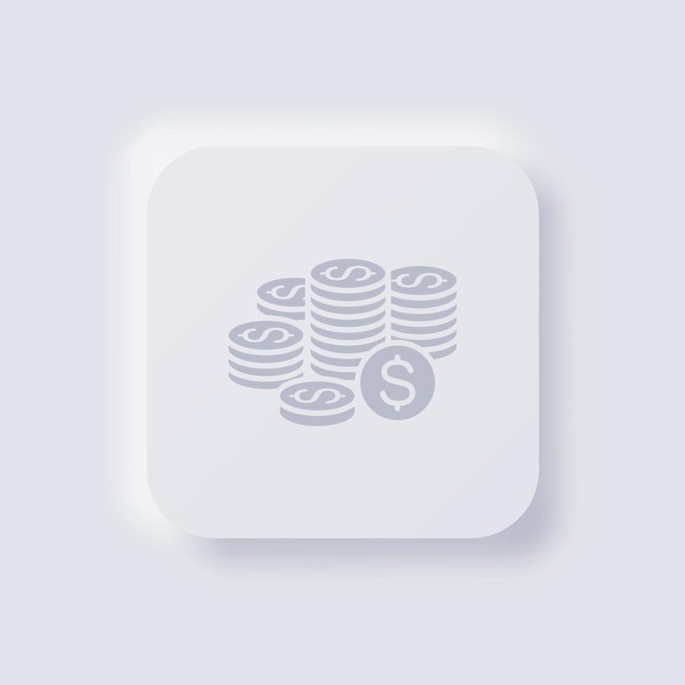 tas d'icône de pièce de monnaie, conception d'interface utilisateur souple de neumorphisme blanc pour la conception Web, interface utilisateur d'application et plus encore, bouton, vecteur. vecteur