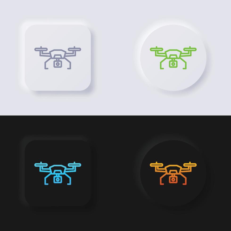 jeu d'icônes de drone, conception d'interface utilisateur souple de bouton de neumorphisme multicolore pour la conception Web, interface utilisateur d'application et plus encore, bouton, vecteur. vecteur
