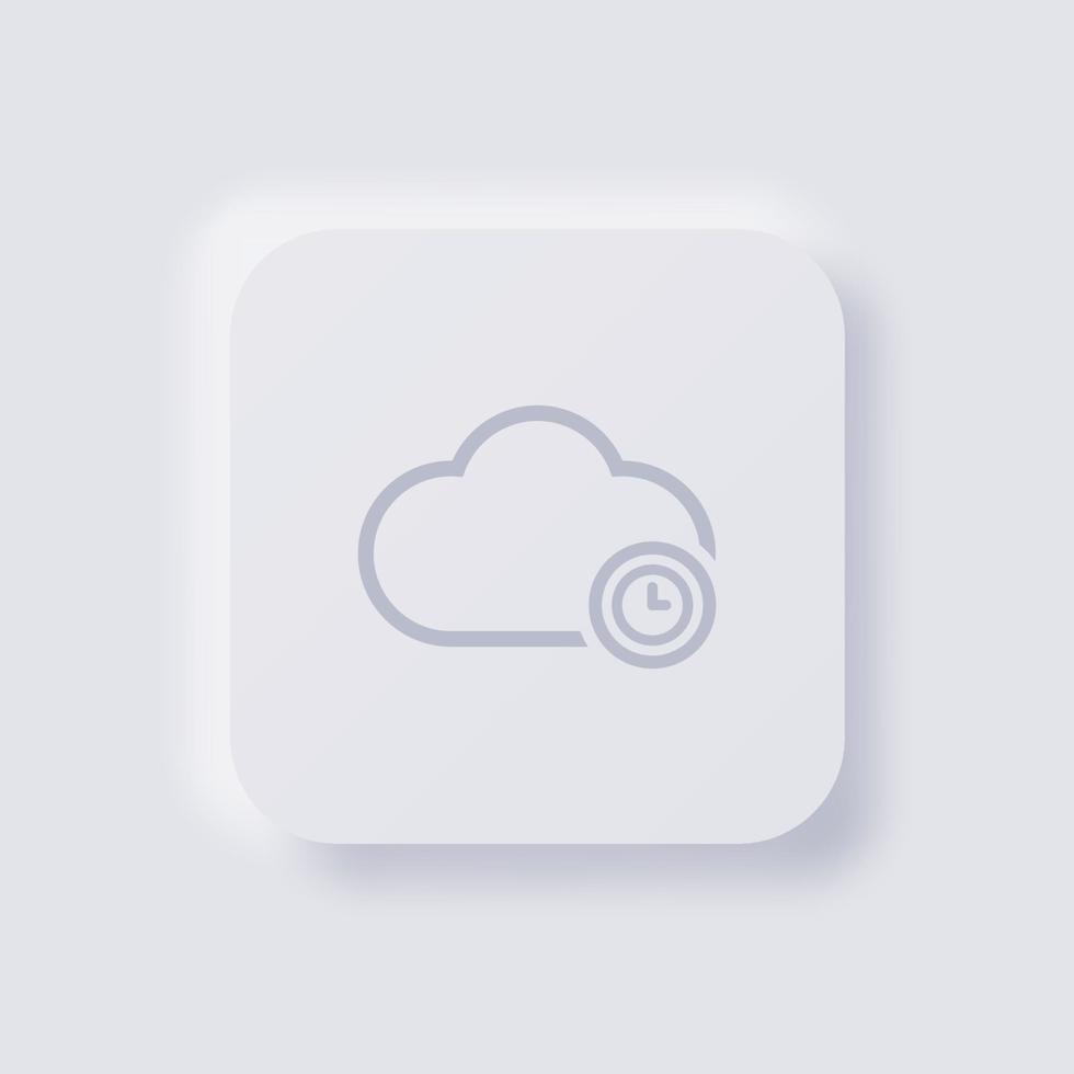 icône de nuage avec symbole d'horloge, conception d'interface utilisateur douce de neumorphisme blanc pour la conception Web, interface utilisateur d'application et plus encore, bouton, vecteur. vecteur