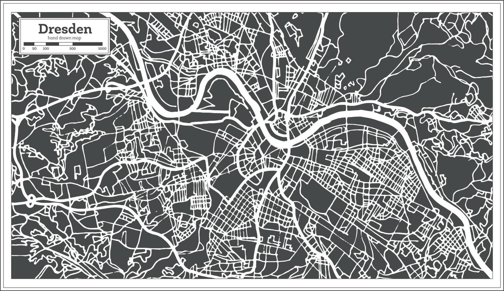 plan de la ville de dresde allemagne dans un style rétro. carte muette. vecteur