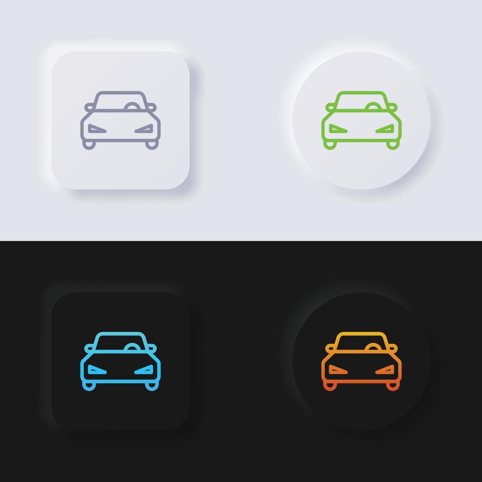 jeu d'icônes de bouton de symbole de voiture, conception d'interface utilisateur souple de bouton de neumorphisme multicolore pour la conception Web, interface utilisateur d'application et plus encore, bouton, vecteur. vecteur