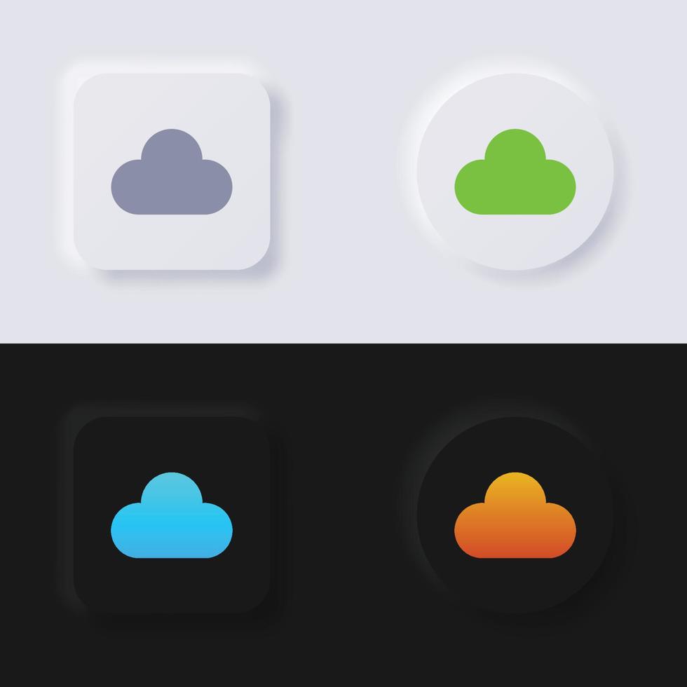 jeu d'icônes de symbole de nuage, conception d'interface utilisateur souple de bouton de neumorphisme multicolore pour la conception Web, interface utilisateur d'application et plus encore, bouton, vecteur. vecteur