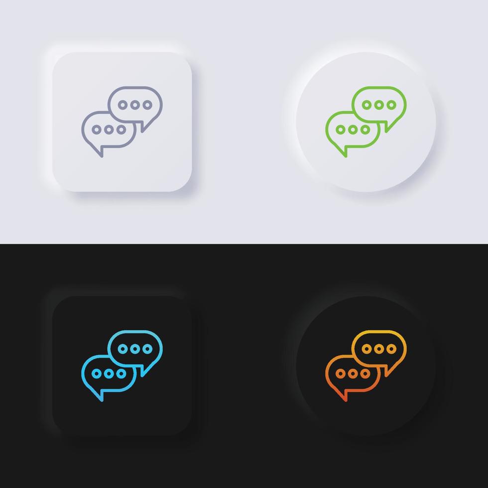 jeu d'icônes de bulle de parole, conception d'interface utilisateur souple de bouton de neumorphisme multicolore pour la conception Web, interface utilisateur d'application et plus encore, bouton, vecteur. vecteur