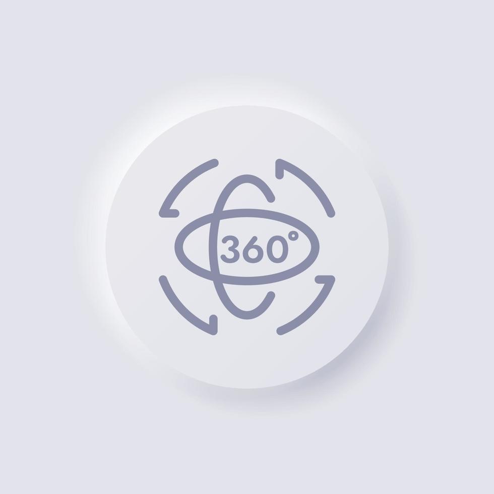 rotation à 360 degrés, icône, conception d'interface utilisateur souple de neumorphisme blanc pour la conception Web, interface utilisateur d'application et plus encore, bouton, vecteur. vecteur