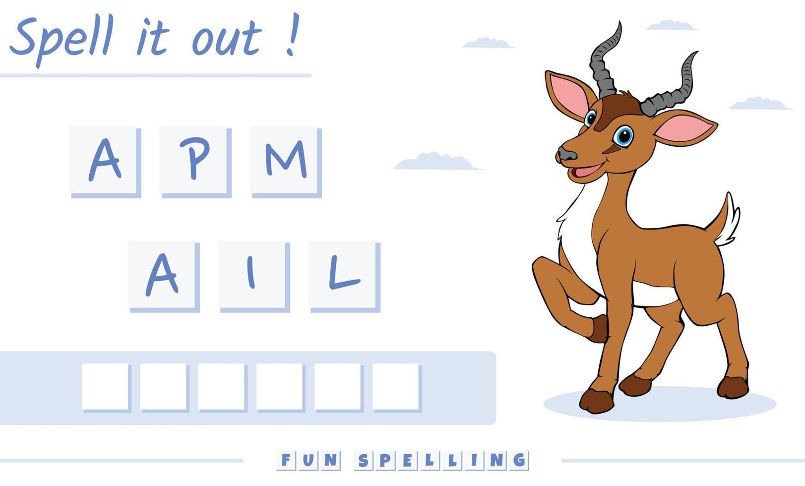 amusement orthographe jeu de mots brouillés impala vecteur