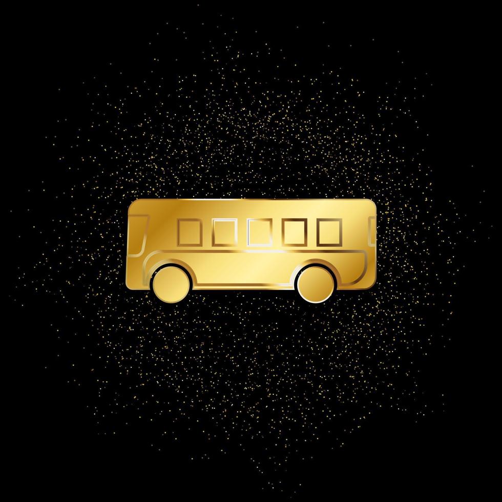 icône or de panneau d'affichage de bus. illustration vectorielle de fond de particules dorées. icône de vecteur d'or