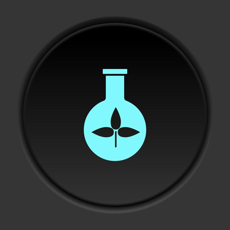icône de bouton rond, biologie, plantes. bannière de bouton rond, interface de badge pour l'illustration de l'application sur fond sombre vecteur