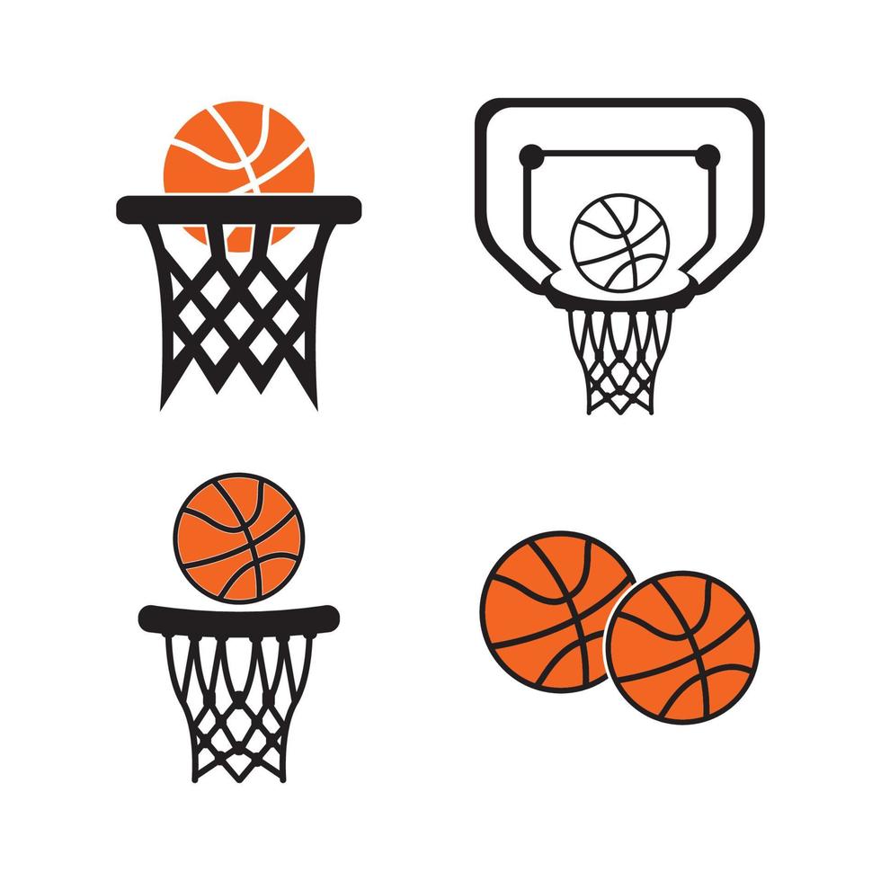 modèle de logo d'illustration vectorielle d'icône de panier de basket-ball. vecteur