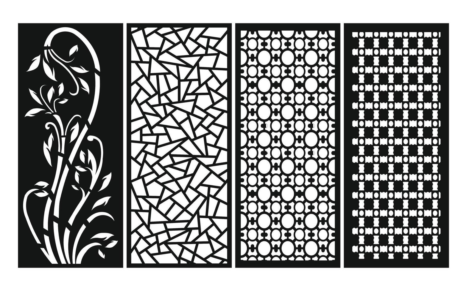 motifs noirs sur fond blanc, vecteurs islamiques avec panneaux floraux pour découpe laser cnc vecteur