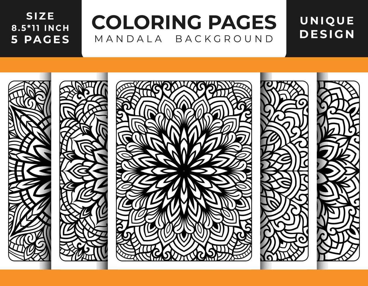 page de coloriage de motif floral de mandala pour adultes relaxation, pages de coloriage fond de mandala, pages de coloriage de mandala noir et blanc, mandala dessiné à la main motif d'art en ligne décrit pro vecteur