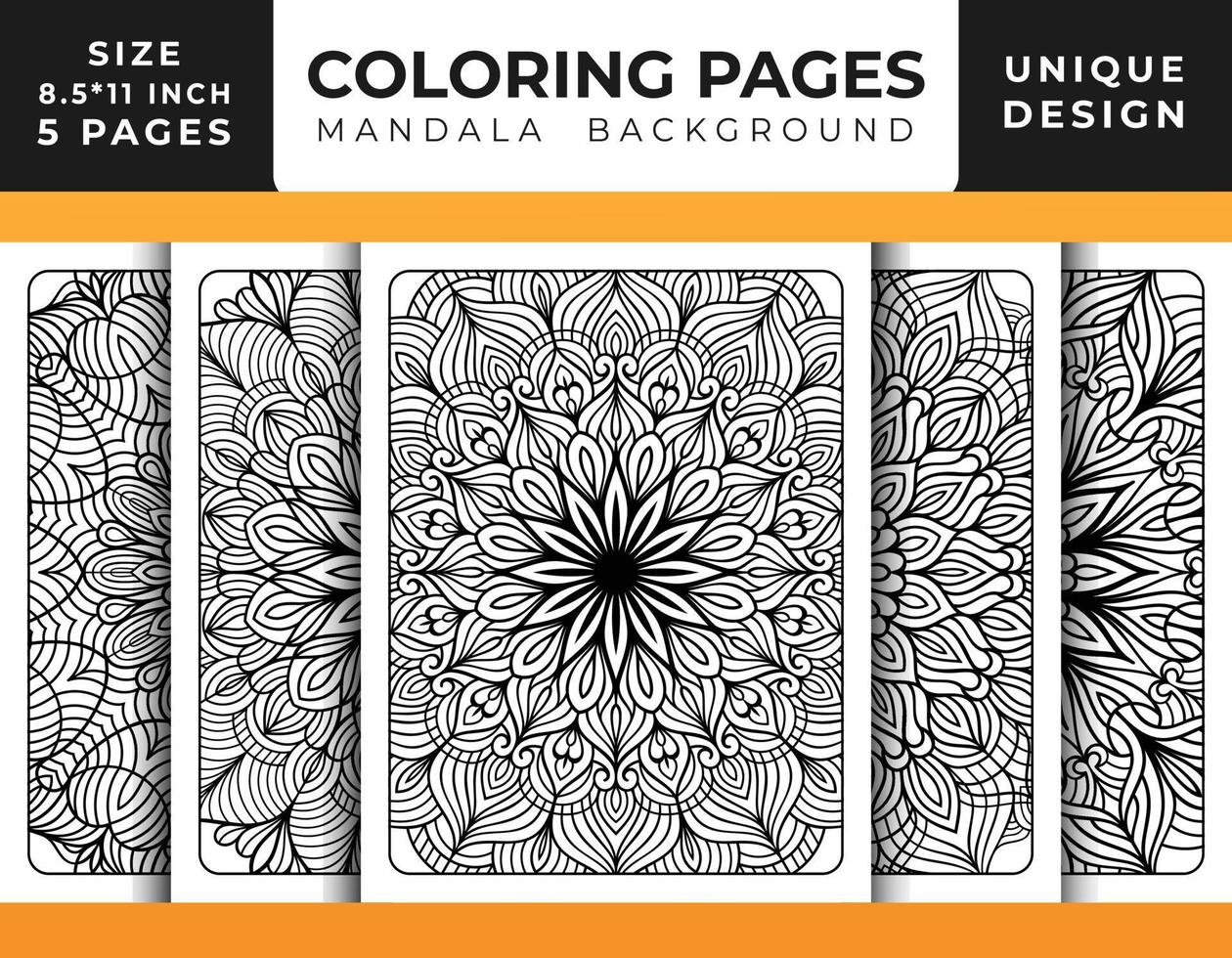 page de coloriage de motif floral de mandala pour adultes relaxation, pages de coloriage fond de mandala, pages de coloriage de mandala noir et blanc, mandala dessiné à la main motif d'art en ligne décrit pro vecteur