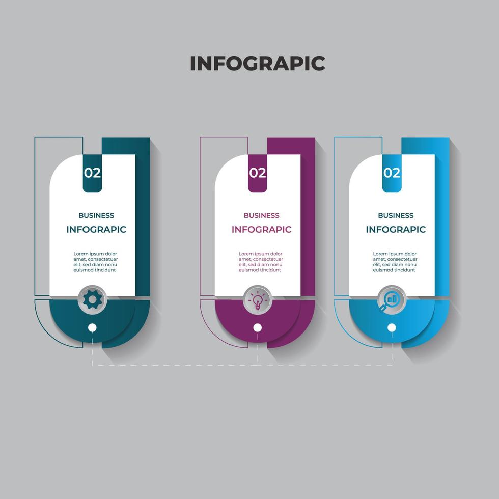 conception de modèle d'infographie d'entreprise avec 3 options vecteur