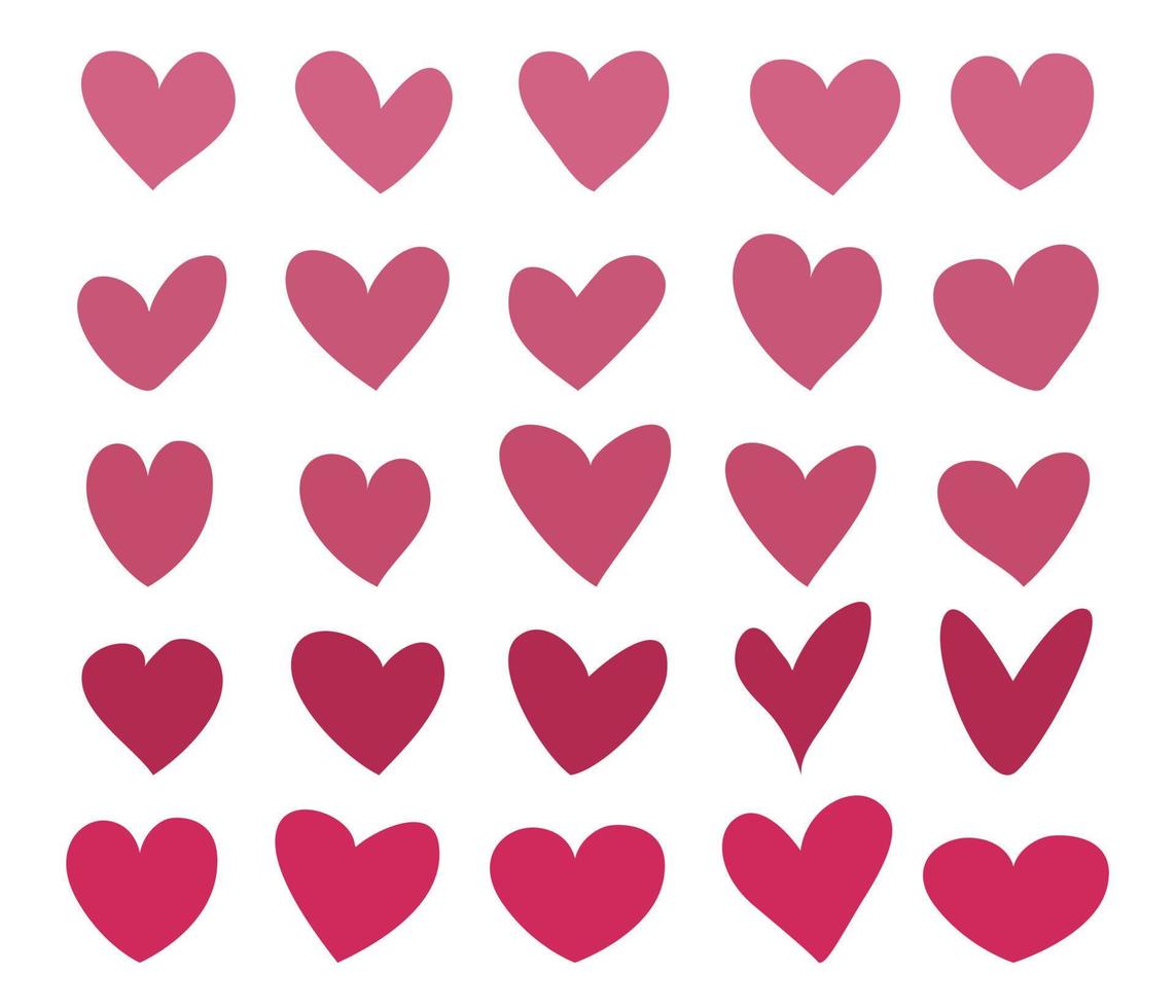 un ensemble de coeurs roses. un symbole d'amour. illustration mise en évidence sur un fond blanc. vecteur