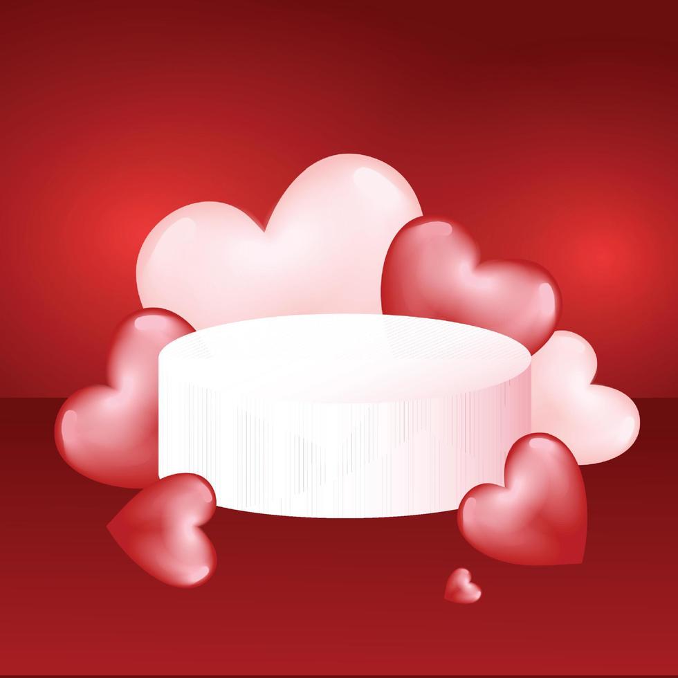 podium de vente de fond de la saint-valentin avec couleur de fond romantique et propagation du coeur et de l'amour carte ou bannière de promotions de remise symbolique romantique, offre, vous pouvez ajouter le marketing de promotion de produit vecteur