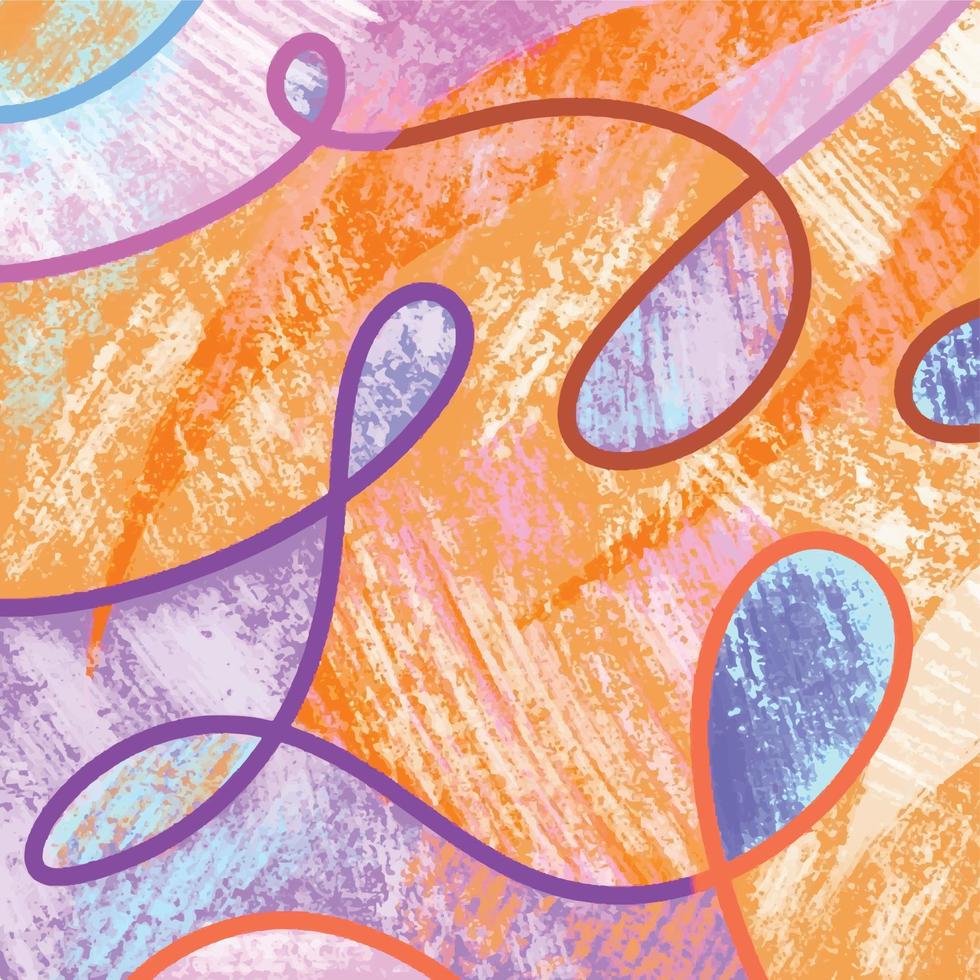 fond de vecteur multicolore désordonné avec texture grunge coup de pinceau isolé avec décoration de lignes. vecteur de modèle de papier peint décoratif aux couleurs orange et violet.