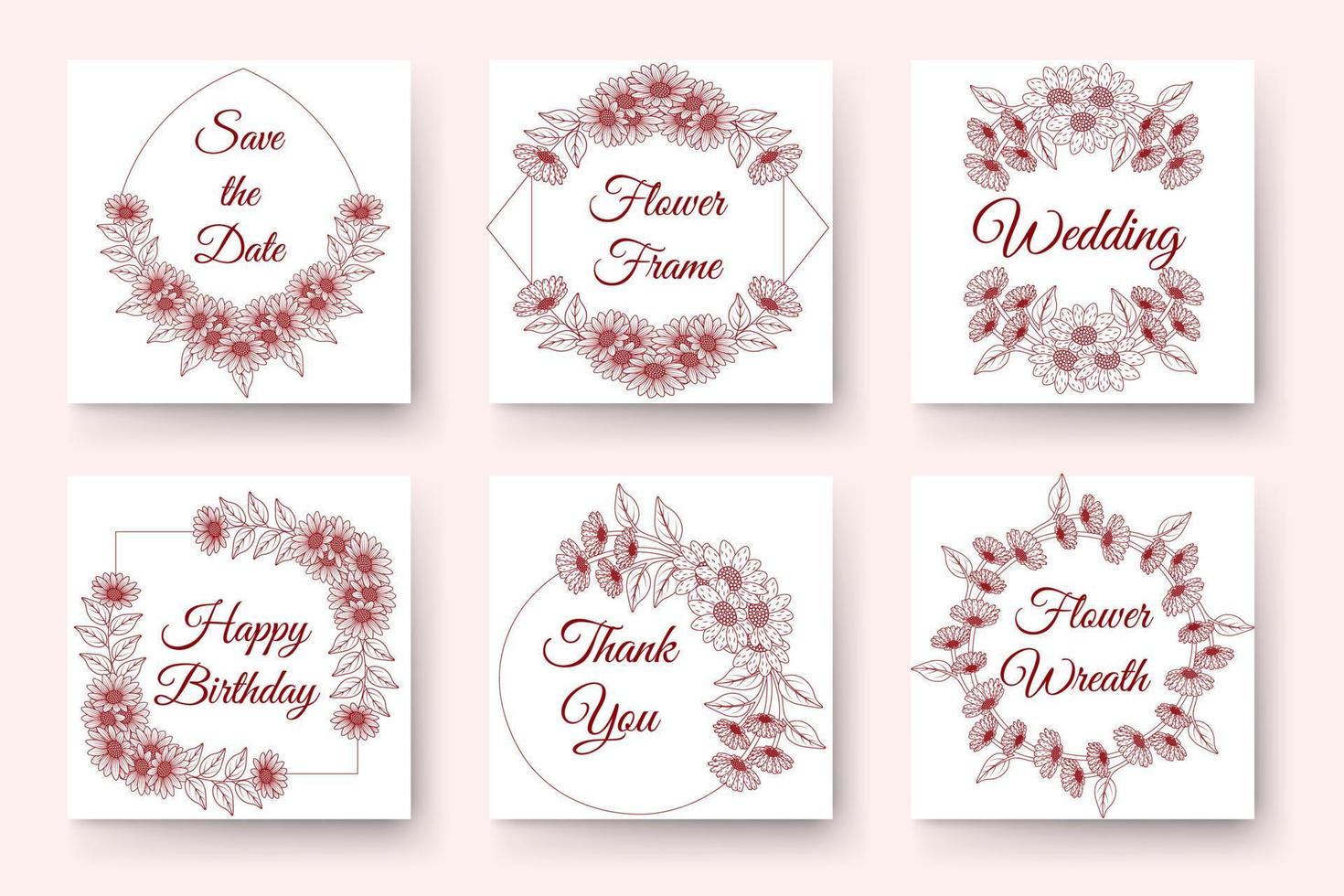 conception de guirlande de fleurs dessinées à la main avec des éléments floraux pour carte d'invitation de mariage anniversaire nouvel an vecteur