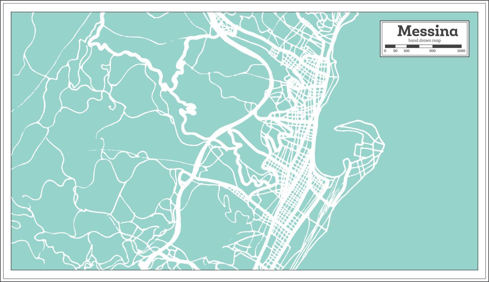 plan de la ville de messine italie dans un style rétro. carte muette. vecteur