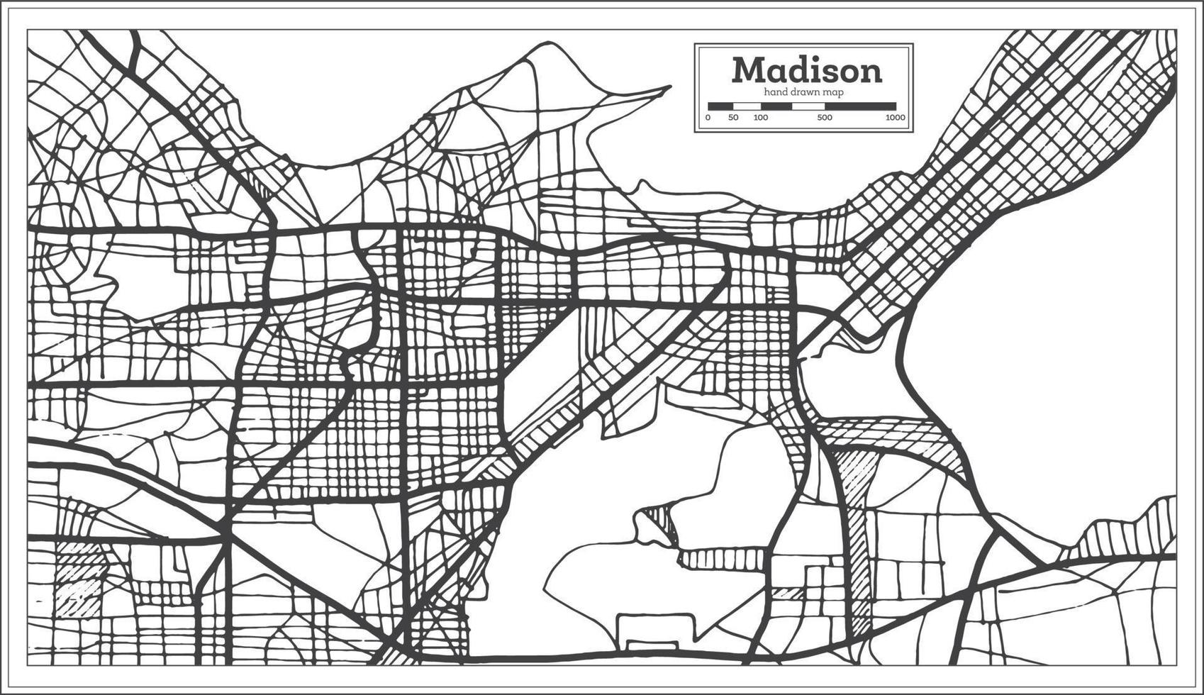 carte de la ville de madison usa dans un style rétro. carte muette. vecteur