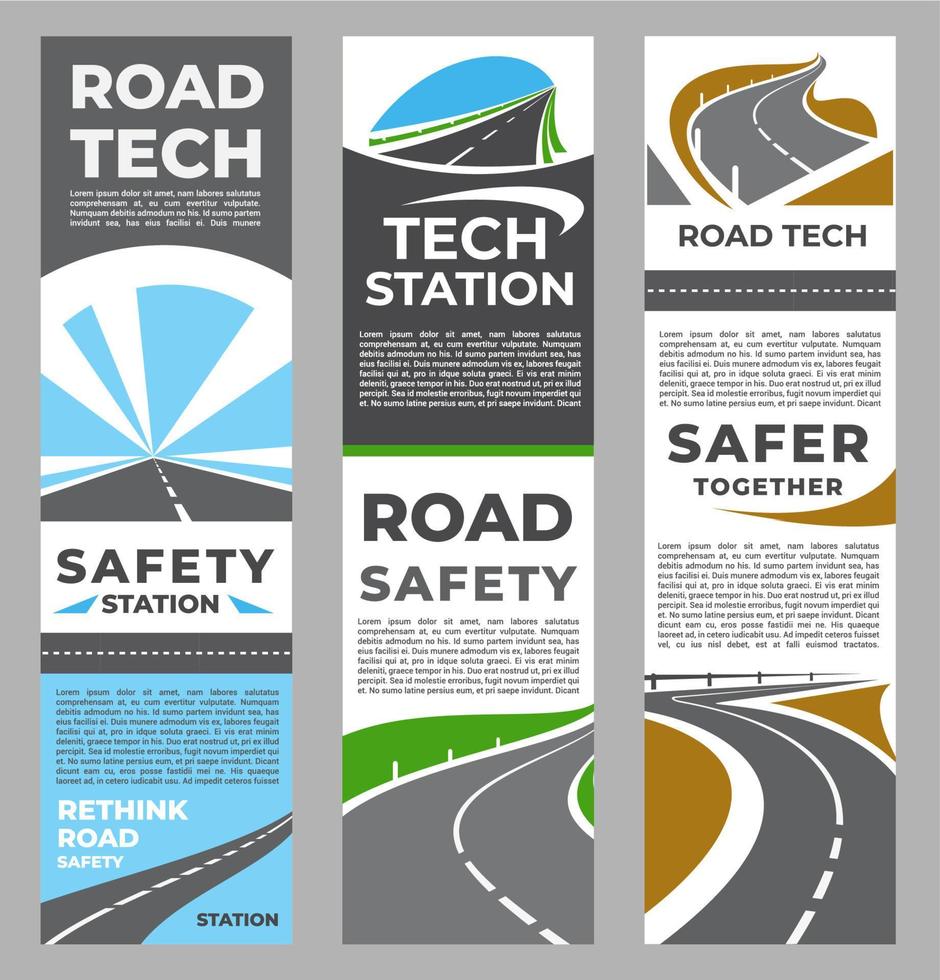 sécurité routière, bannière verticale de l'industrie des technologies routières vecteur