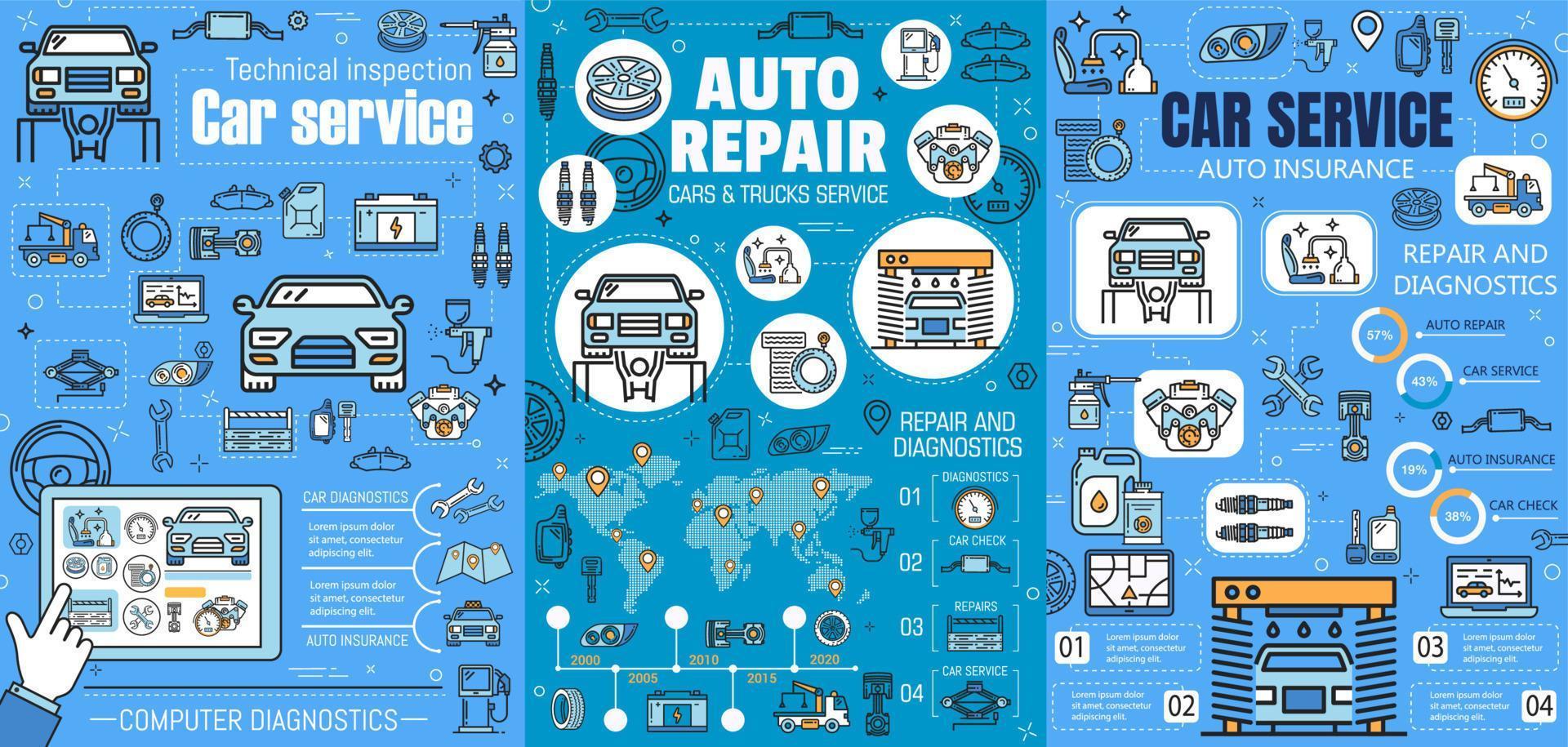 réparation automobile, service d'entretien mécanique automobile vecteur