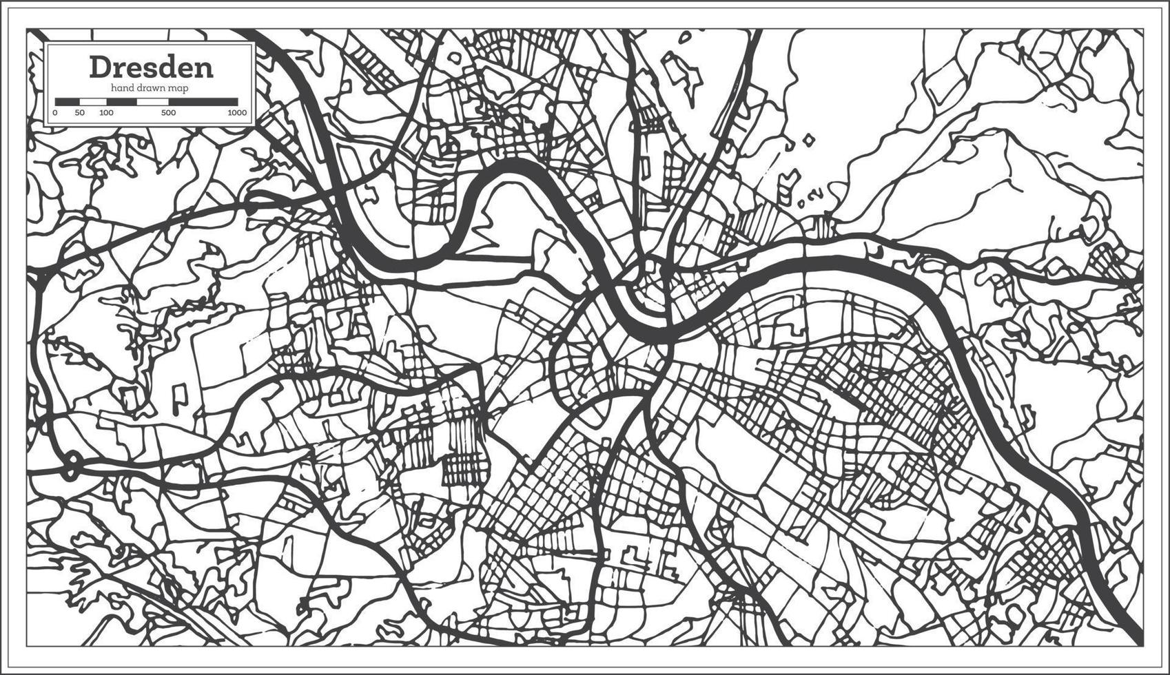 plan de la ville de dresde allemagne dans un style rétro. carte muette. vecteur