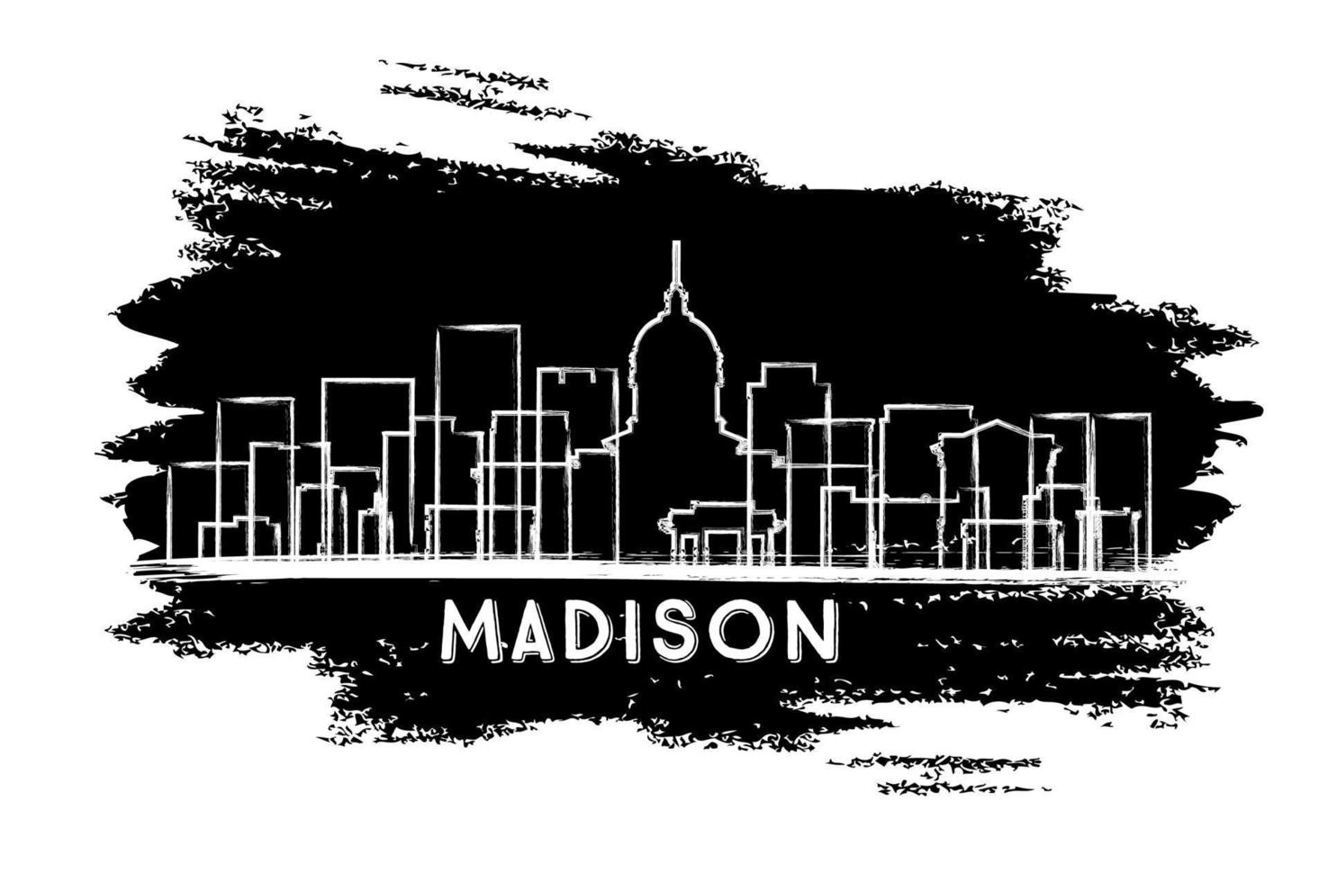 silhouette d'horizon de la ville de madison wisconsin. croquis dessiné à la main. vecteur