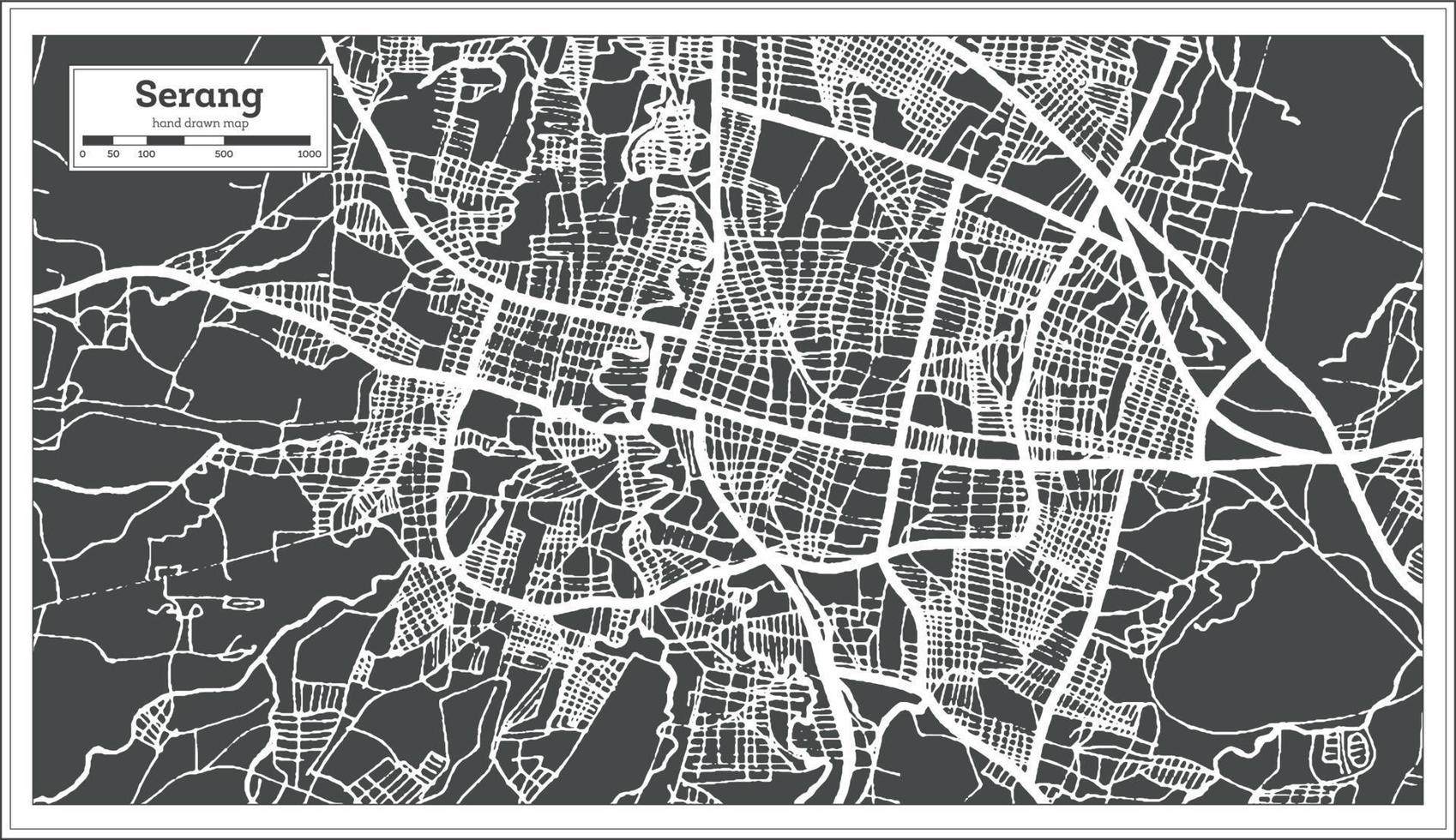 plan de la ville de serang indonésie dans un style rétro. carte muette. vecteur