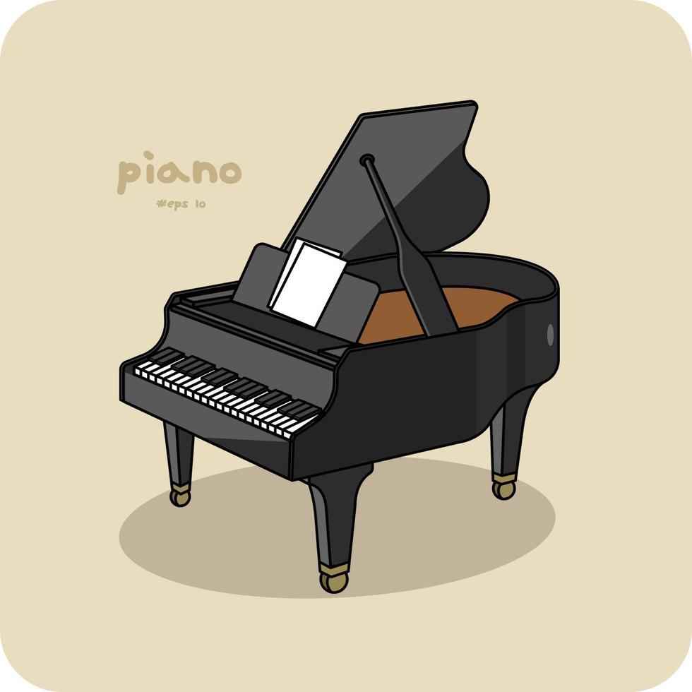 piano souvent utilisé pour jouer de la musique classique et jazz, dessin vectoriel et arrière-plan isolé.