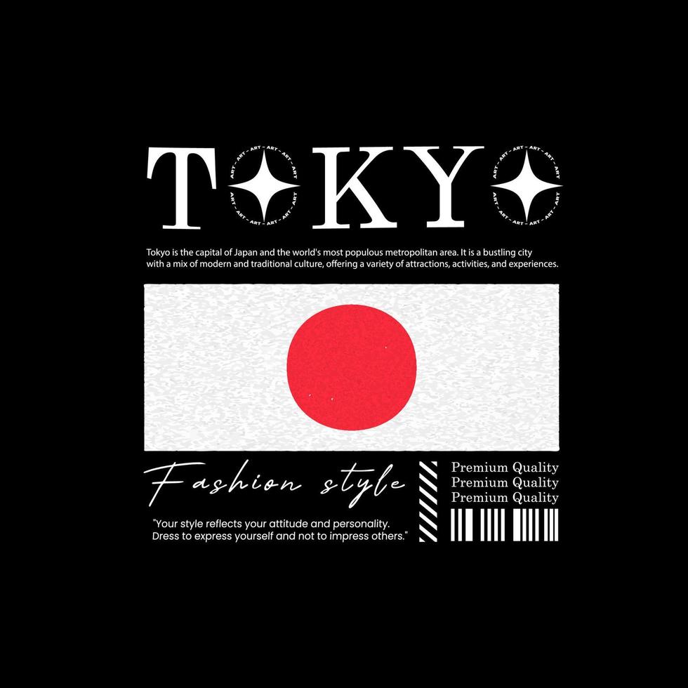 design streetwear urbain pour vos chemises, vestes, chandails imprimés et plus encore. conception de typographie de slogan de texte de tokyo. vecteur