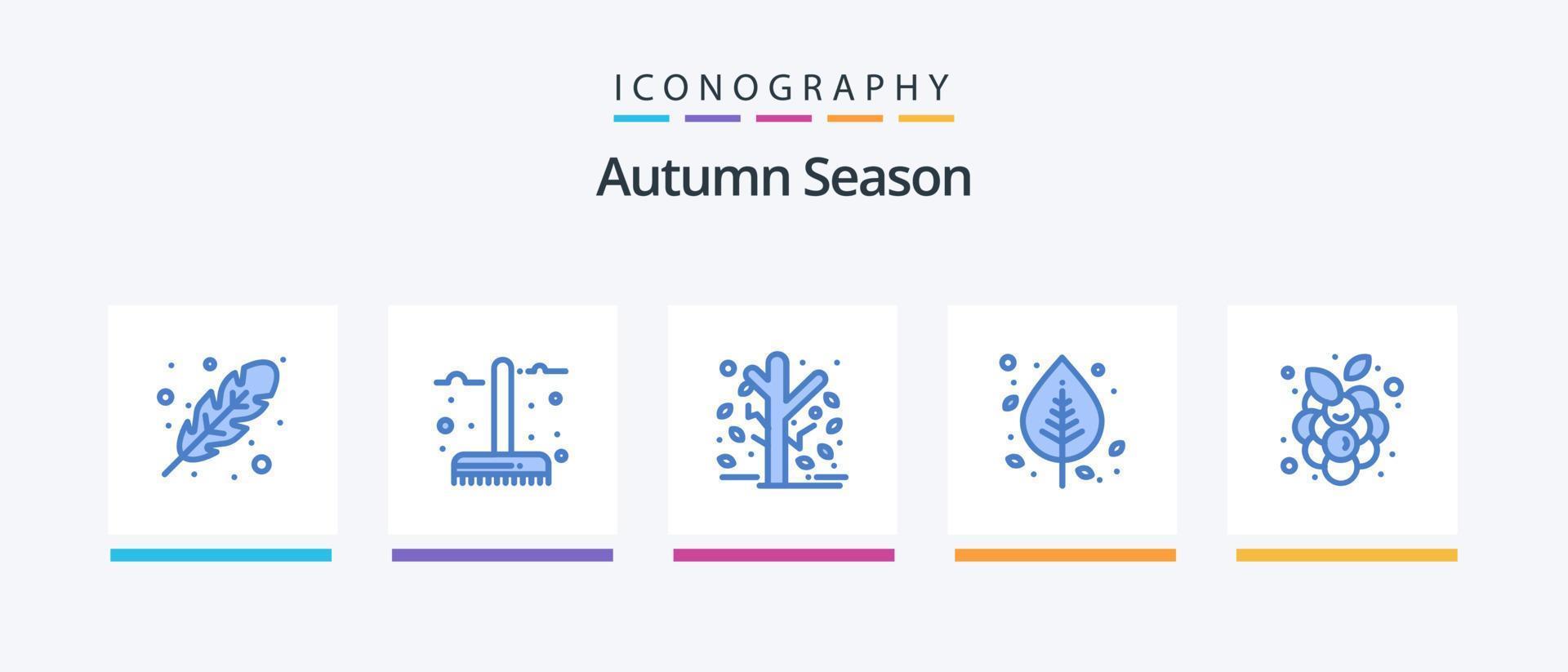 pack d'icônes bleu automne 5, y compris la nature. bouleau. saison. l'automne. saison. conception d'icônes créatives vecteur