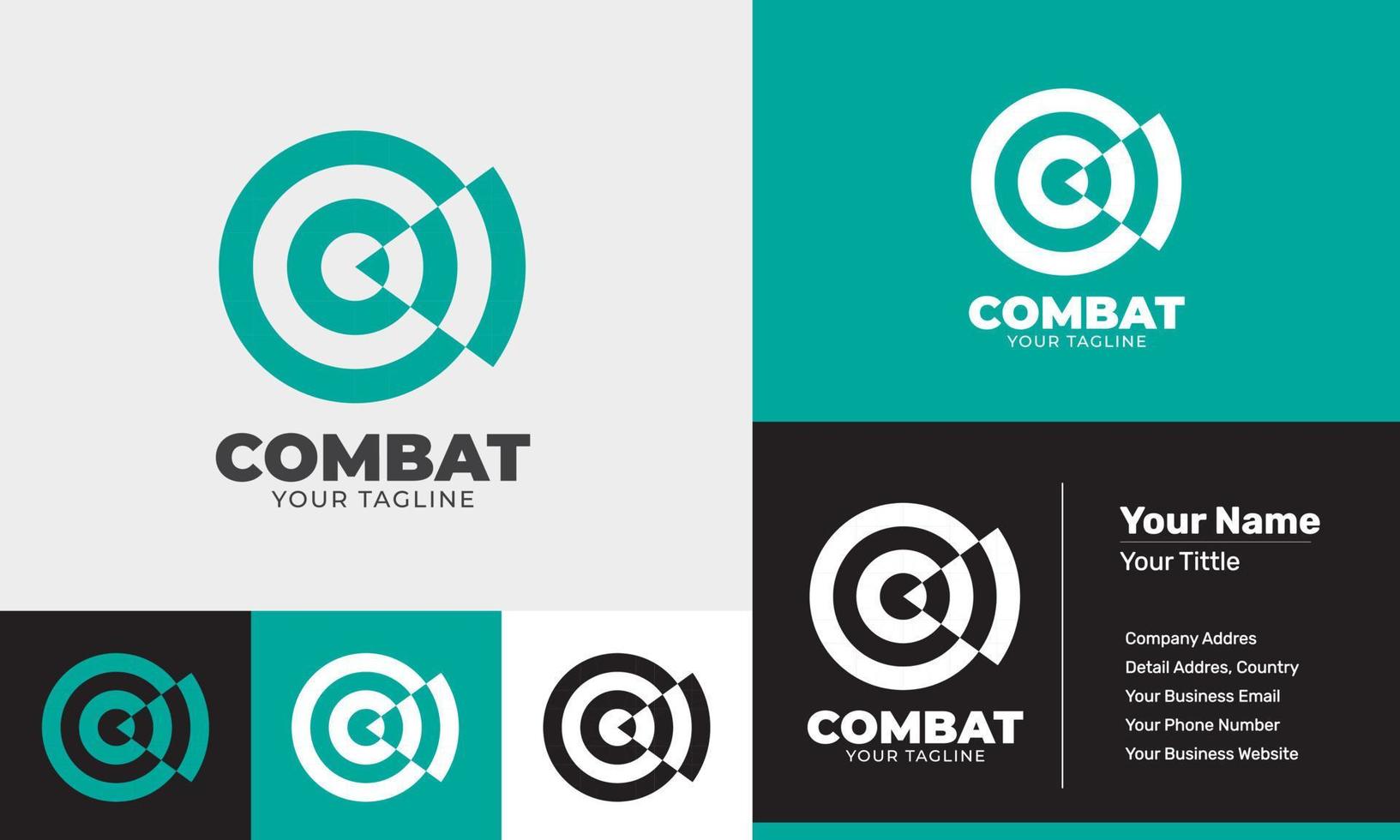 modèle de logo moderne design plat bouclier de combat vecteur