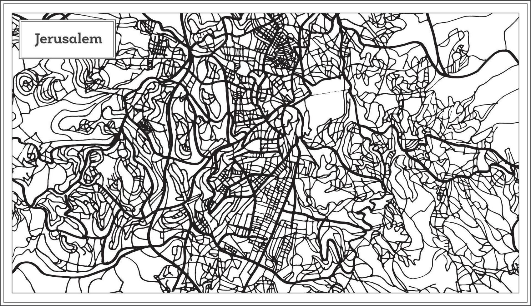 carte de la ville de jérusalem israël en noir et blanc. vecteur