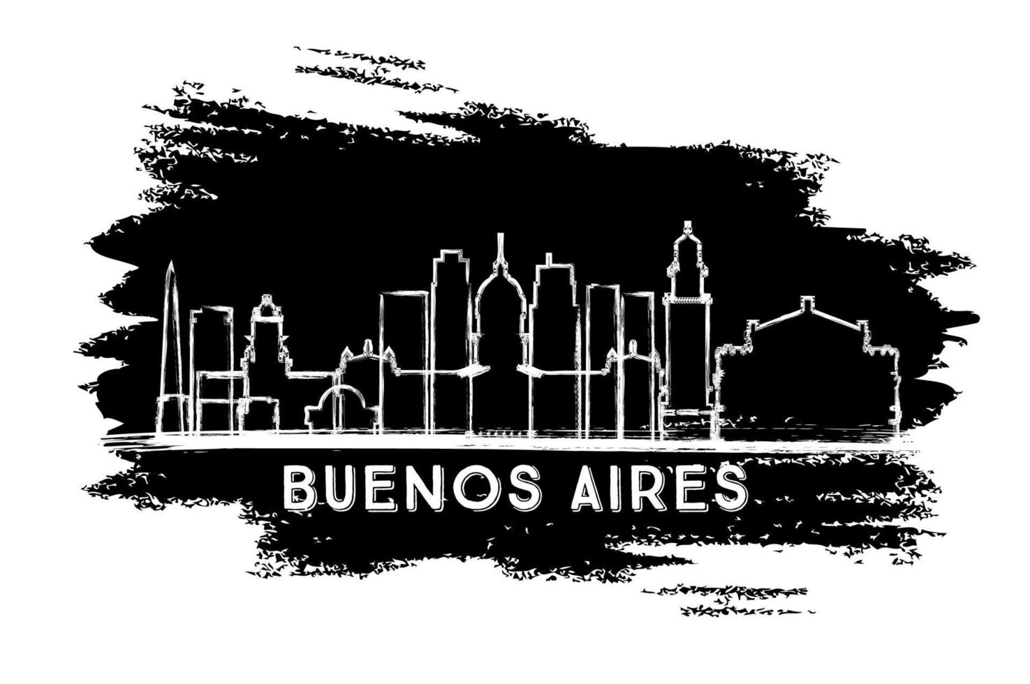 buenos aires argentine silhouette d'horizon de la ville. croquis dessiné à la main. vecteur