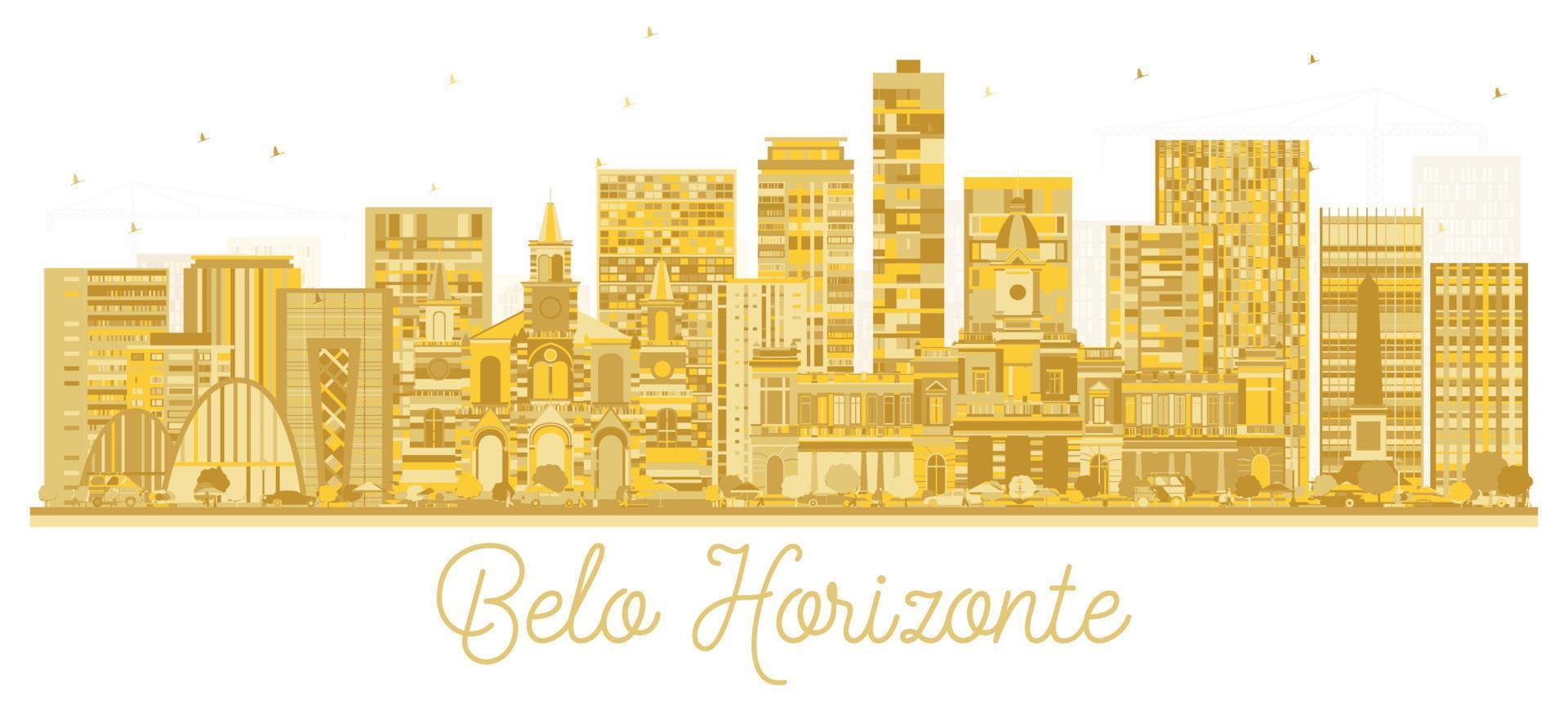 belo horizonte brésil city skyline silhouette dorée. vecteur