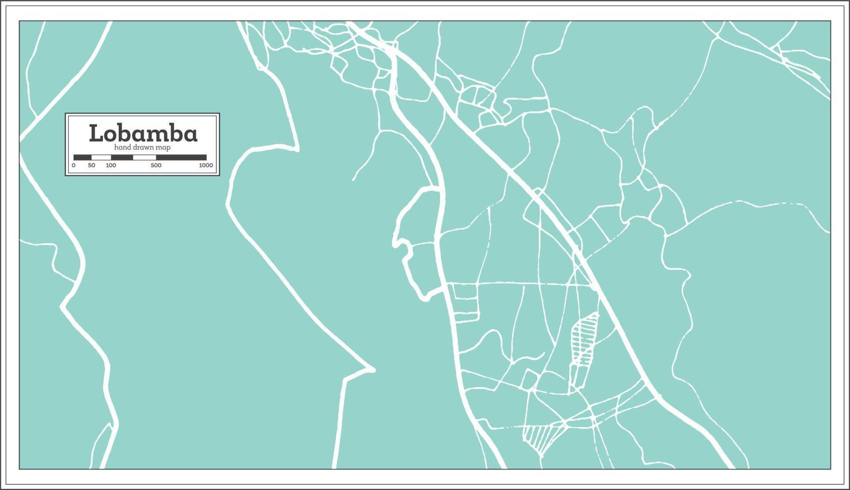 plan de la ville de lobamba swaziland dans un style rétro. carte muette. vecteur