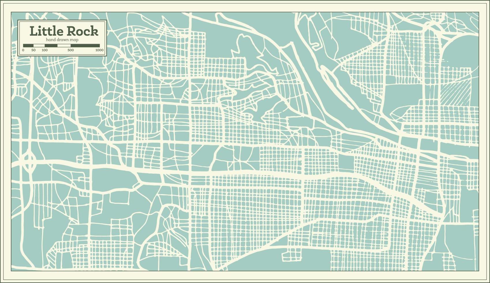 carte de la ville de little rock usa dans un style rétro. carte muette. vecteur