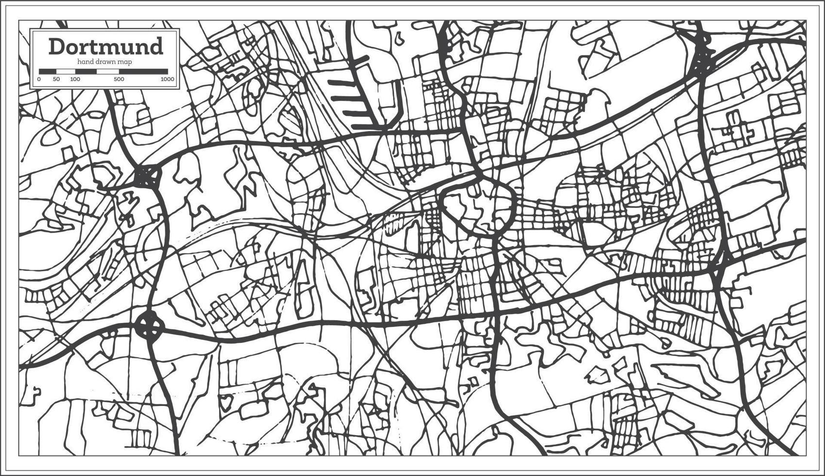 plan de la ville de dortmund allemagne dans un style rétro. carte muette. vecteur