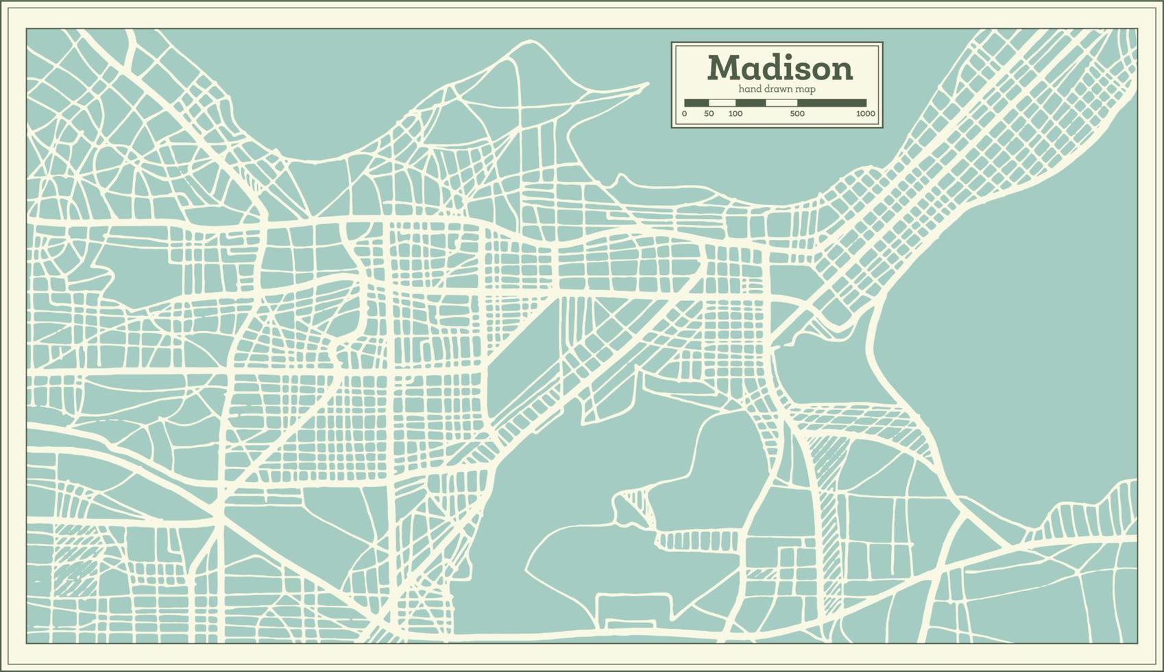 carte de la ville de madison usa dans un style rétro. carte muette. vecteur