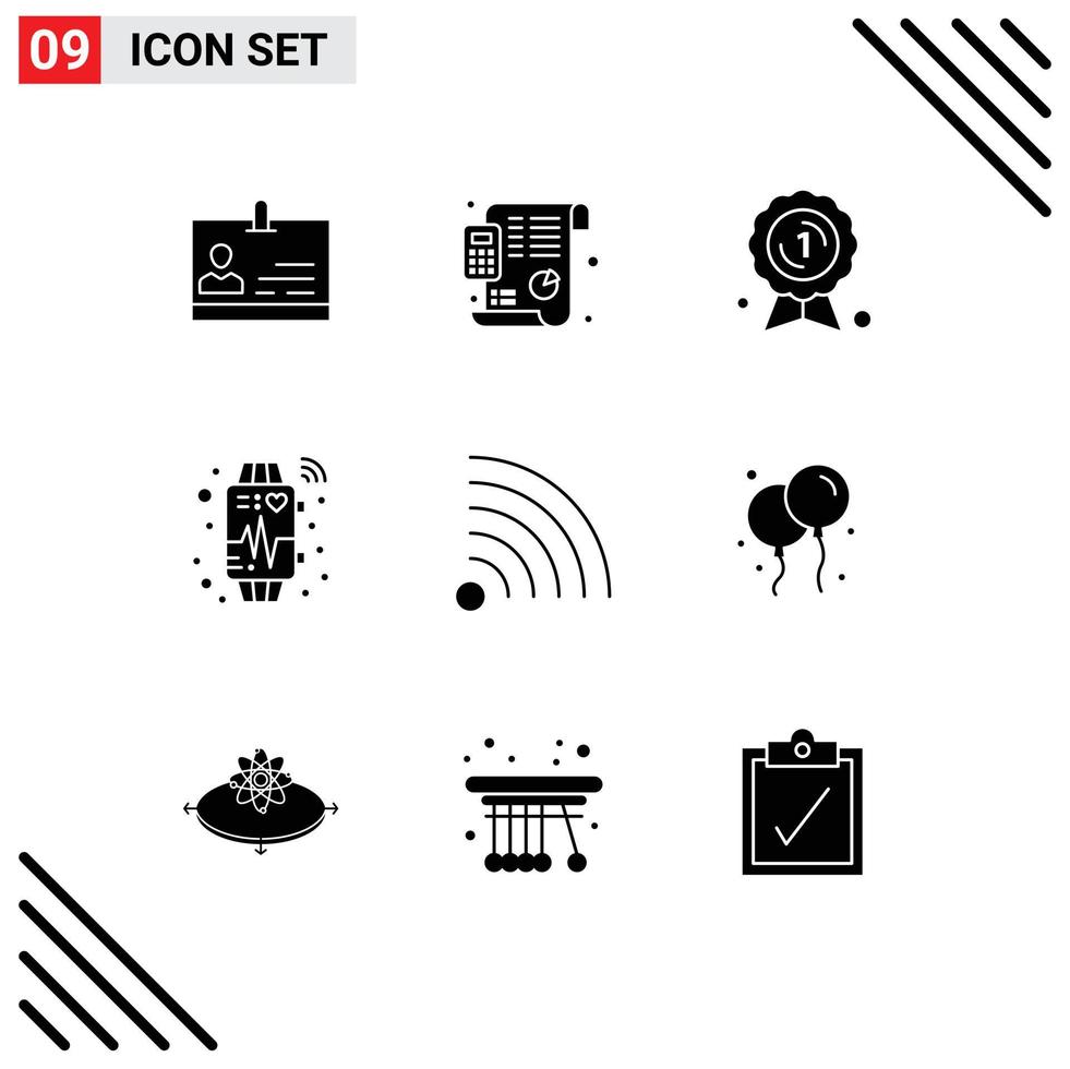 9 icônes créatives signes et symboles modernes de l'actualité rythme cardiaque dispositif de montre éléments de conception vectoriels modifiables vecteur