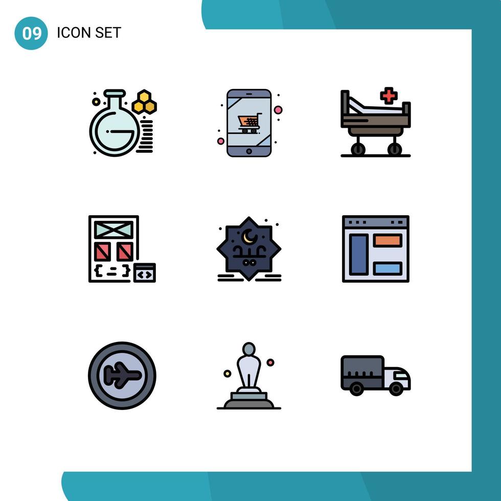 pack d'icônes vectorielles stock de 9 signes et symboles de ligne pour le développement de lit de page eid codage éléments de conception vectoriels modifiables vecteur