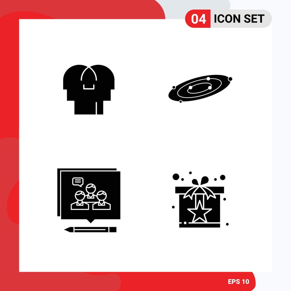 pack d'icônes vectorielles stock de 4 signes et symboles de ligne pour l'analyse de l'empathie tête planètes entreprise éléments de conception vectoriels modifiables vecteur