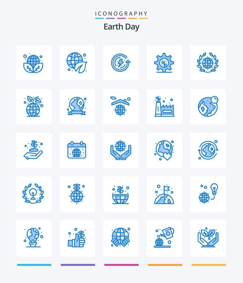 pack d'icônes bleues créatives du jour de la terre 25 telles que l'environnement. Jour de la Terre. la terre. monde. vert vecteur